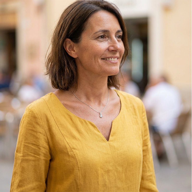 V-Neck Casual Cotton & Linen Dress – 3/4 Sleeves with Side Zip